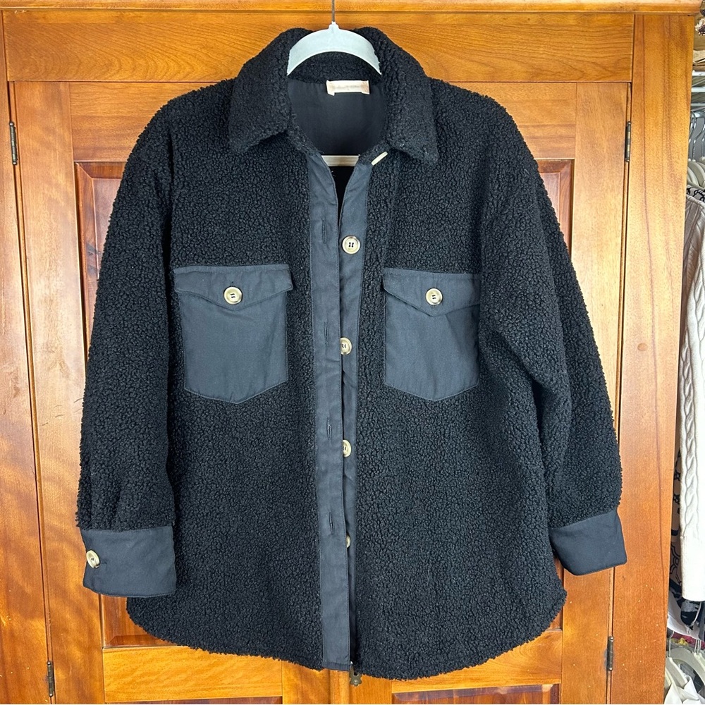 Altar’d State Oversized Teddy Bear Lightly Lined Shacket/Jacket with Pockets